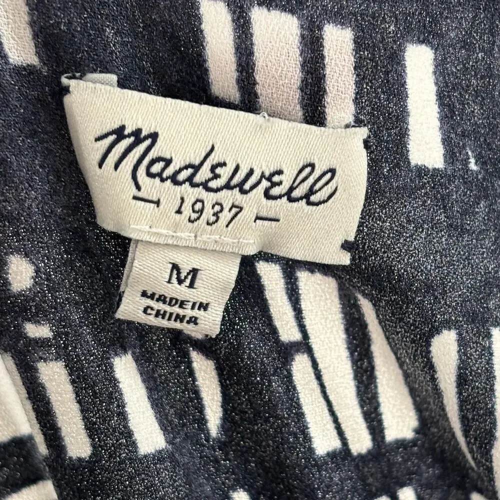 Madewell Navy Blue Brushstroke Plaid Sleeveless Ankle Tie Jumpsuit - Picture 10 of 11